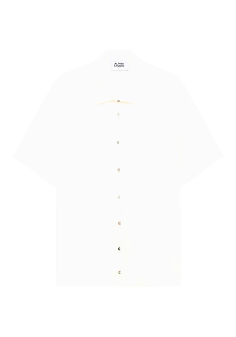 Alpha Studio camicia in lino color latte a maniche corte ALPHA STUDIO | CAMICIE | AU-5375L1003